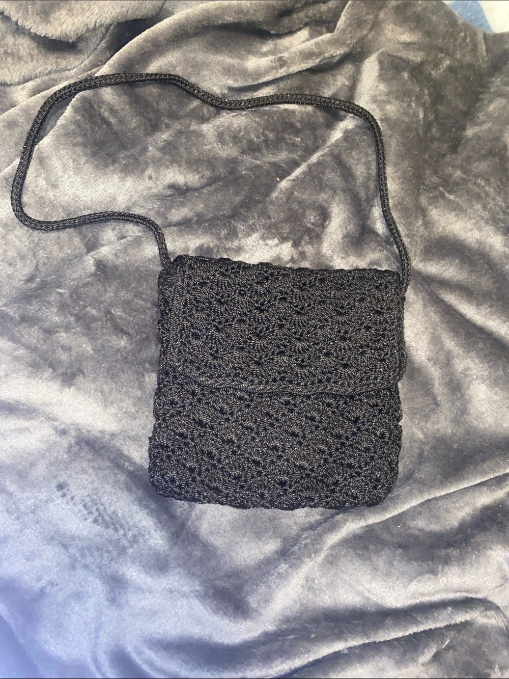 The Sak Black Hand-Crocheted Crossbody Purse